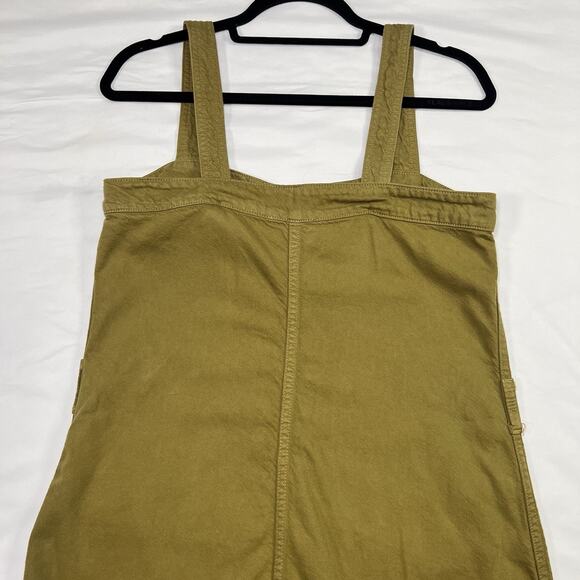 Etica Luisa Dress Size S Olive Green Denim Midi Button Front Straps NO TIE BELT - Picture 12 of 13